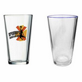 16 Oz. Clear Pint Mixing Glass with Royal Blue Halo (Screen Printed)